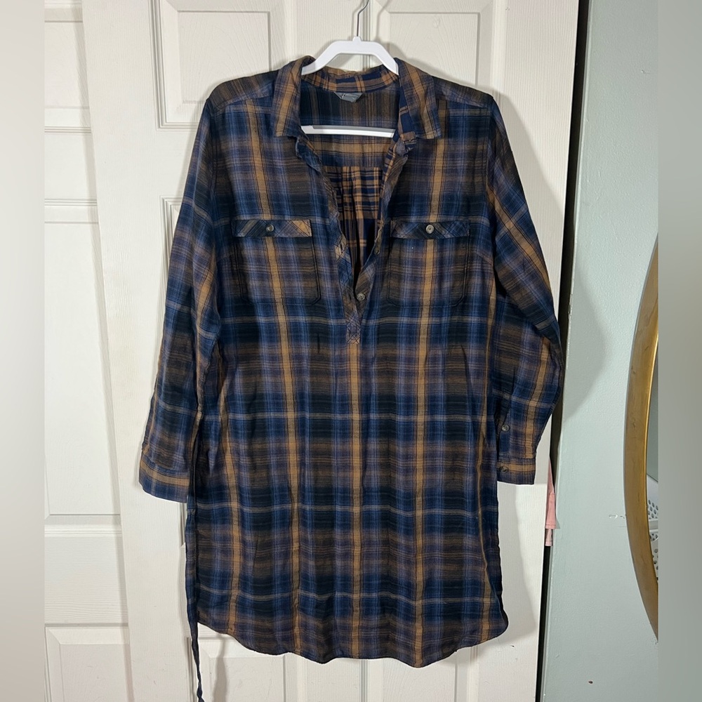 Eddie Bauer Plaid Flannel Long Sleeve Tunic Dress